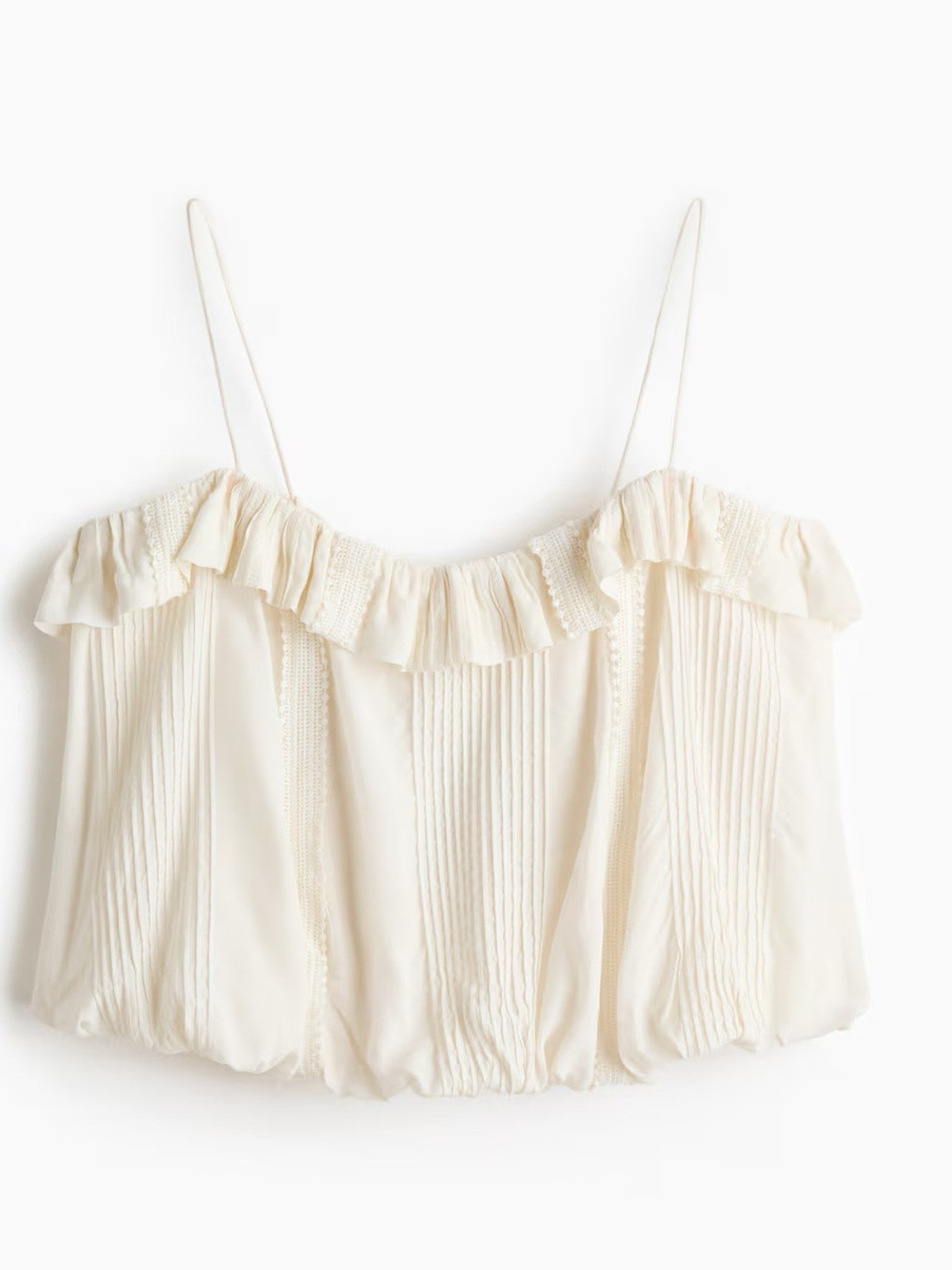 H&M Cream Ruffle Spaghetti-Strap Camisole